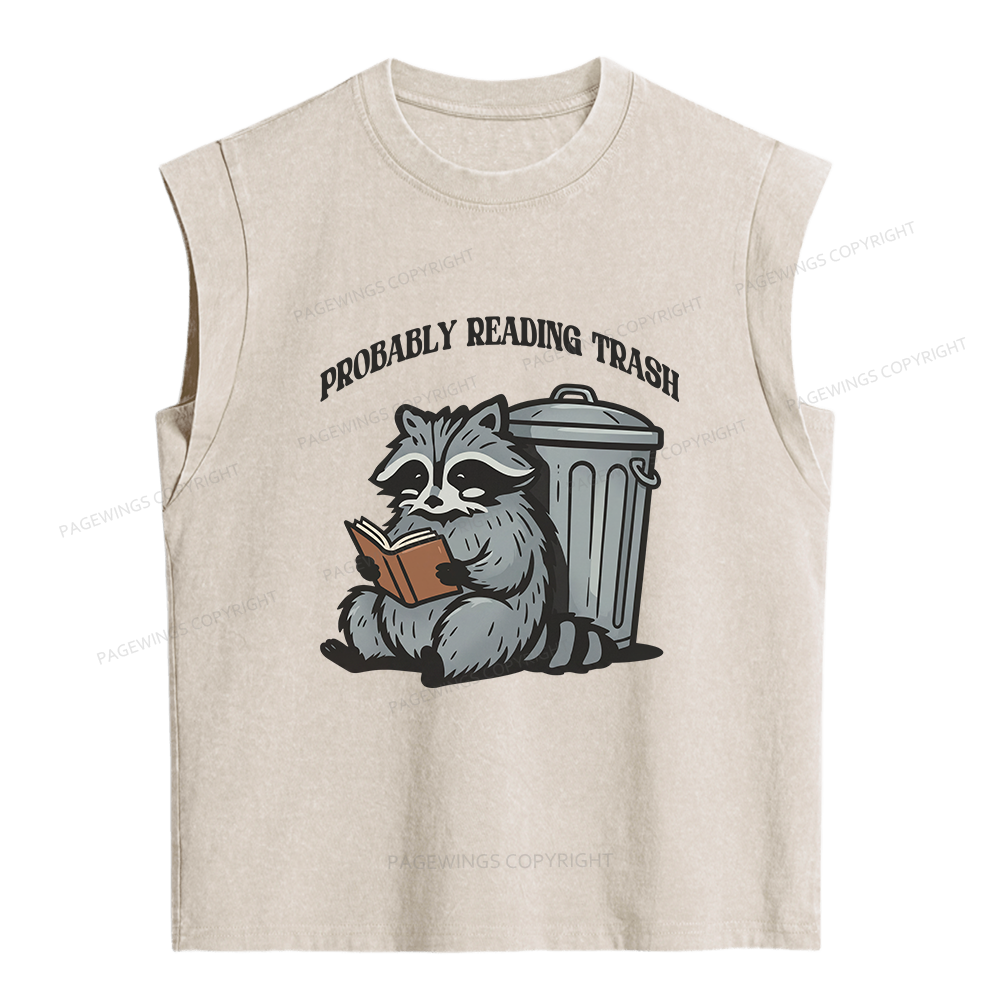 Pagewing Probably Reading Trash Women's Washed Tank Top