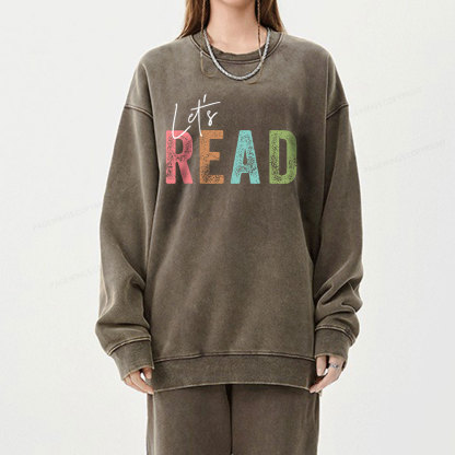 Pagewings Let's Read Unisex Washed Sweatshirt