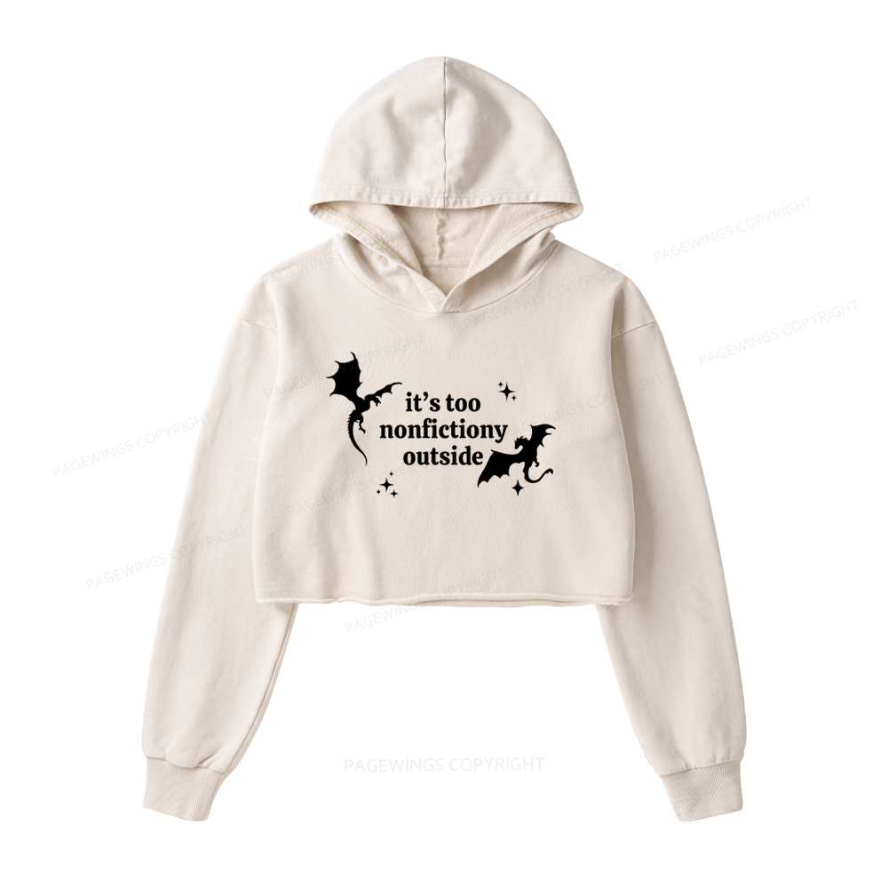 Pagewings It’s Too Nonfictiony Outside Washed Crop Hoodie