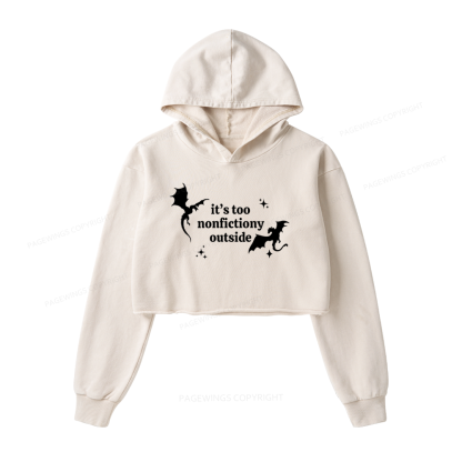 Pagewings It’s Too Nonfictiony Outside Washed Crop Hoodie