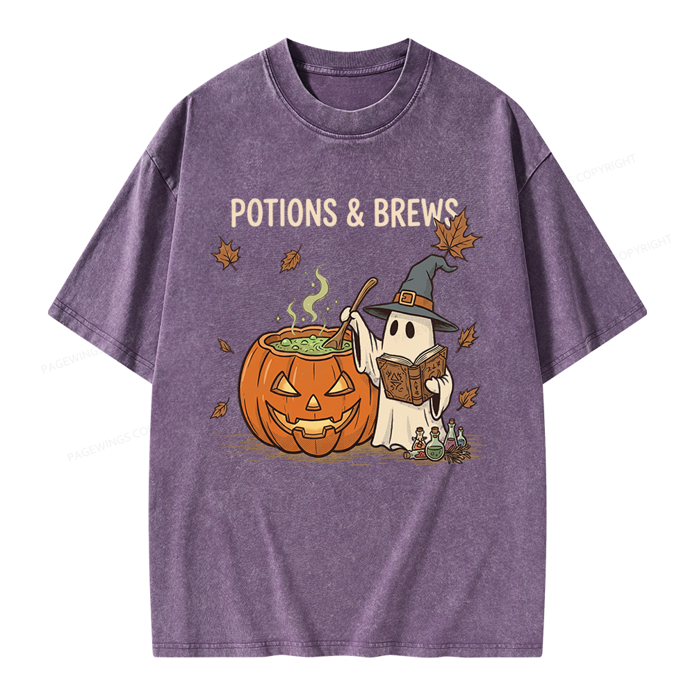 Pagewings Potions and Brews Unisex Washed T-shirt