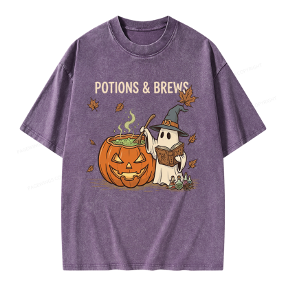 Pagewings Potions and Brews Unisex Washed T-shirt