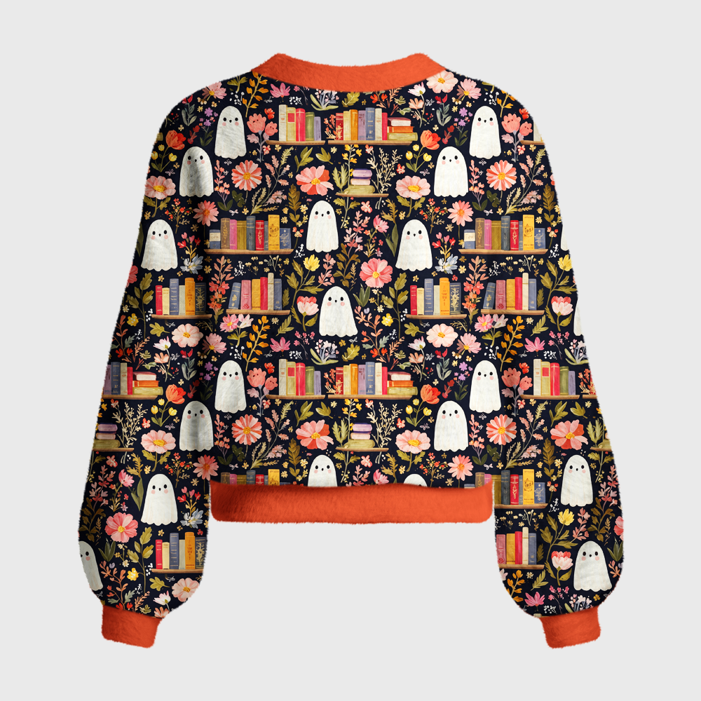 Pagewings Ghosts Love Reading Women's Cardigan Sweater