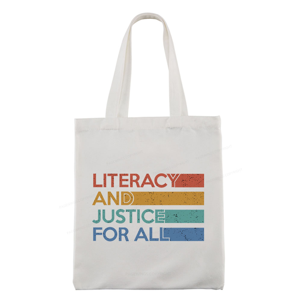 Pagewing Literacy and Justice For All Tote Bag