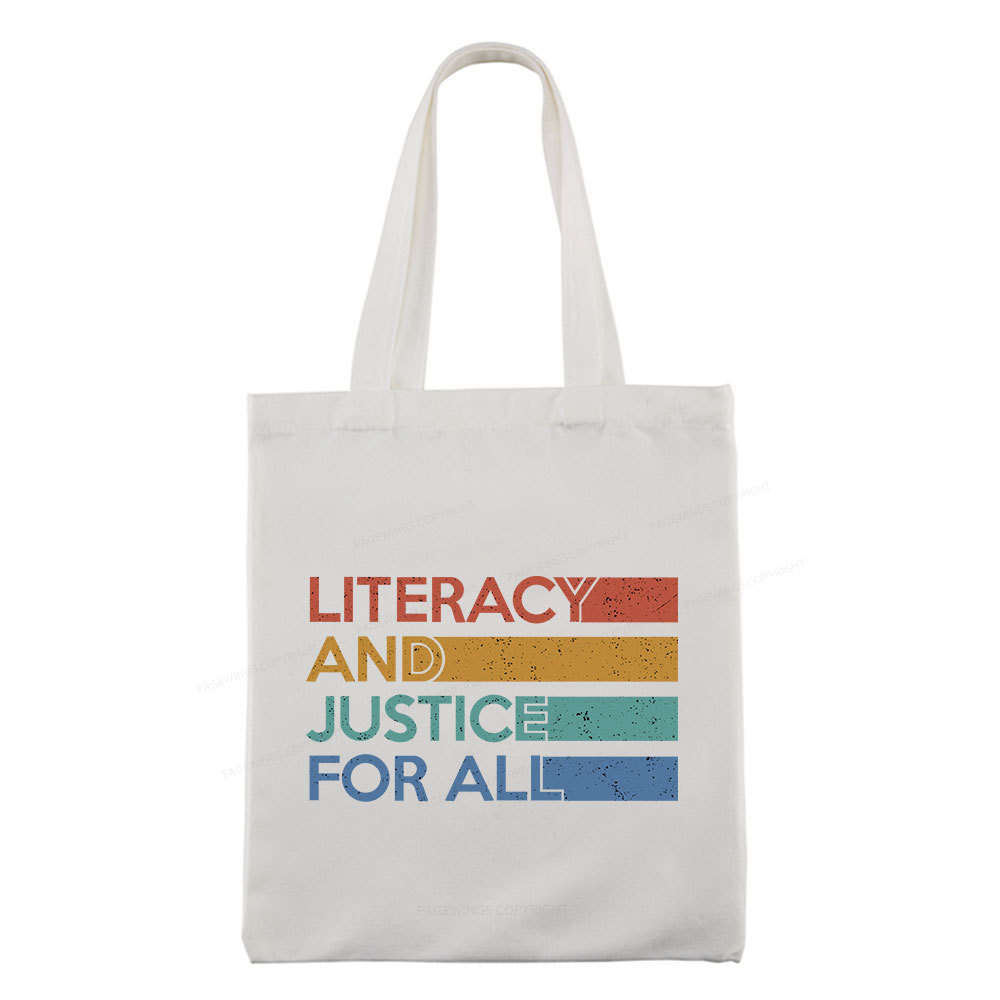 Pagewing Literacy and Justice For All Tote Bag