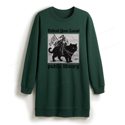 Pagewings Defend Your Local public library Sweatshirt Dress