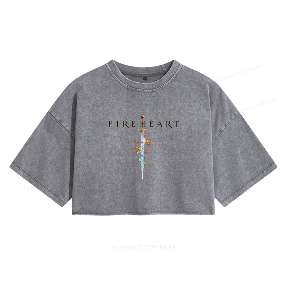 Pagewing Reading Fantasy Bookish Women's Washed Cropped T-shirt
