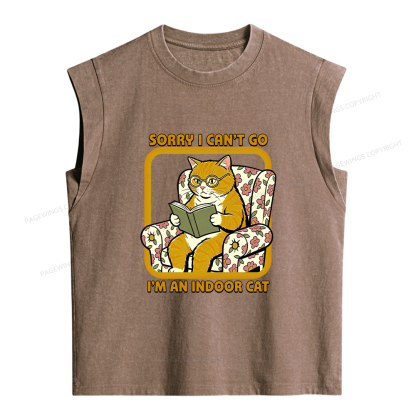 Pagewing Sorry I Can't Go Women's Washed Tank Top