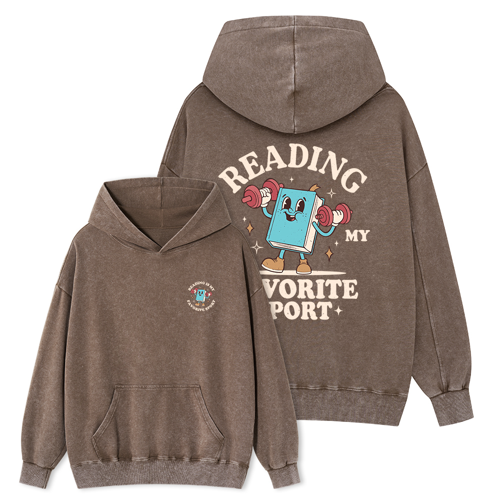 Pagewings Reading Is My Favorite Sport Unisex Washed Hoodie
