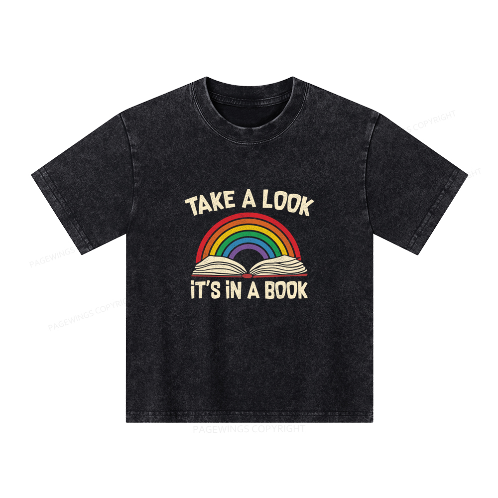 Pagewings Take A Look It's In A Book Unisex Kids Washed T-shirt