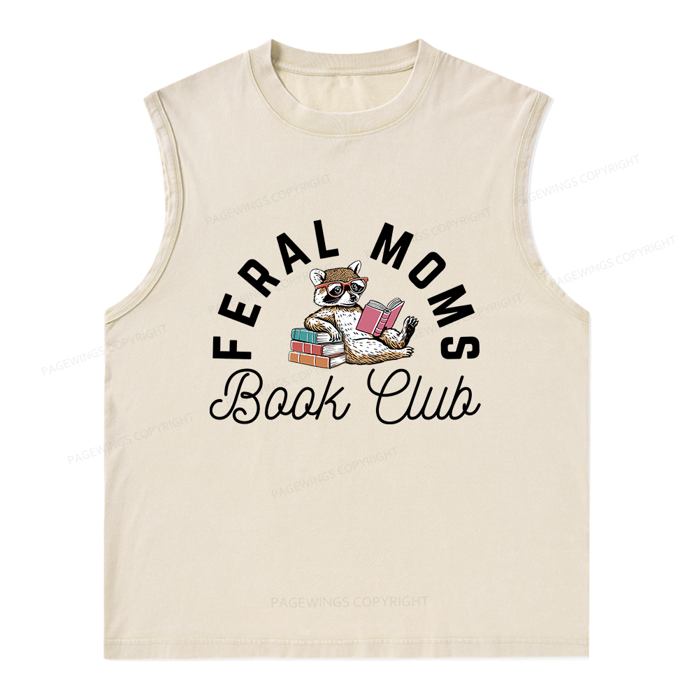 Pagewings Feral Moms Book Club Unisex Washed Tank Top