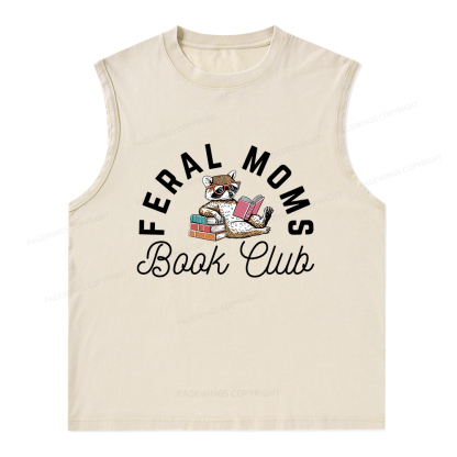 Pagewings Feral Moms Book Club Unisex Washed Tank Top