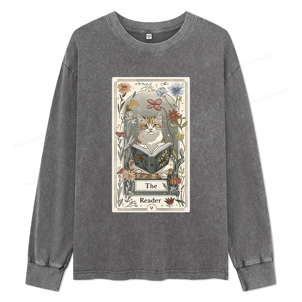 Pagewings The Reader Unisex Washed Long Sleeve T-shirt