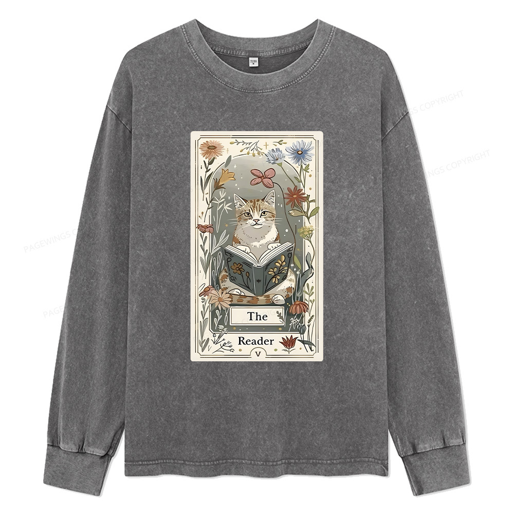 Pagewings The Reader Unisex Washed Long Sleeve T-shirt