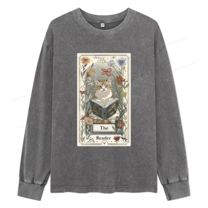 Pagewings The Reader Unisex Washed Long Sleeve T-shirt