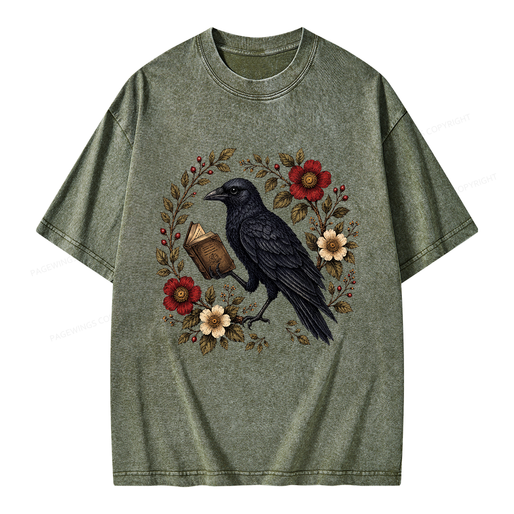 Pagewings Black Crow Unisex Washed T-shirt
