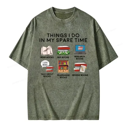 Pagewings Books Reading In My Spare Time Unisex Washed T-shirt