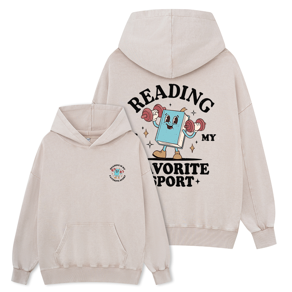 Pagewings Reading Is My Favorite Sport Unisex Washed Hoodie