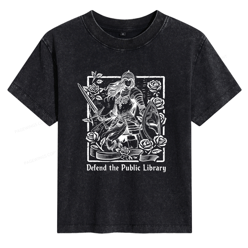 Pagewings Defend The Public Library  Women's Washed T-shirt
