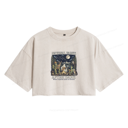 Pagewings National Parks After Dark Women's Washed Cropped T-shirt