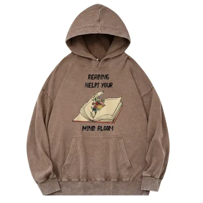 Pagewings Personalised Vintage Reading Book Wild Flowers Unisex Washed Hoodie