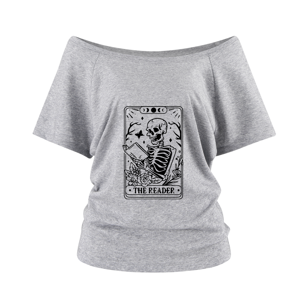 Pagewings Halloween The Reader Tarot Card  Off Shoulder Top