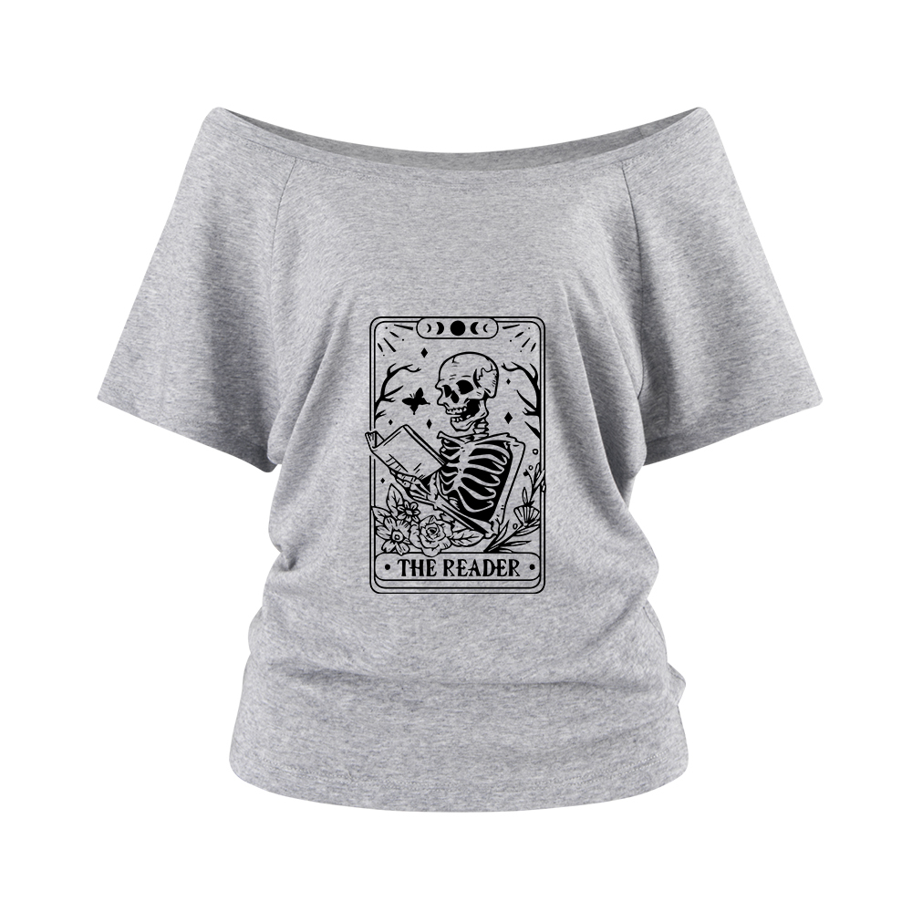 Pagewings Halloween The Reader Tarot Card  Off Shoulder Top