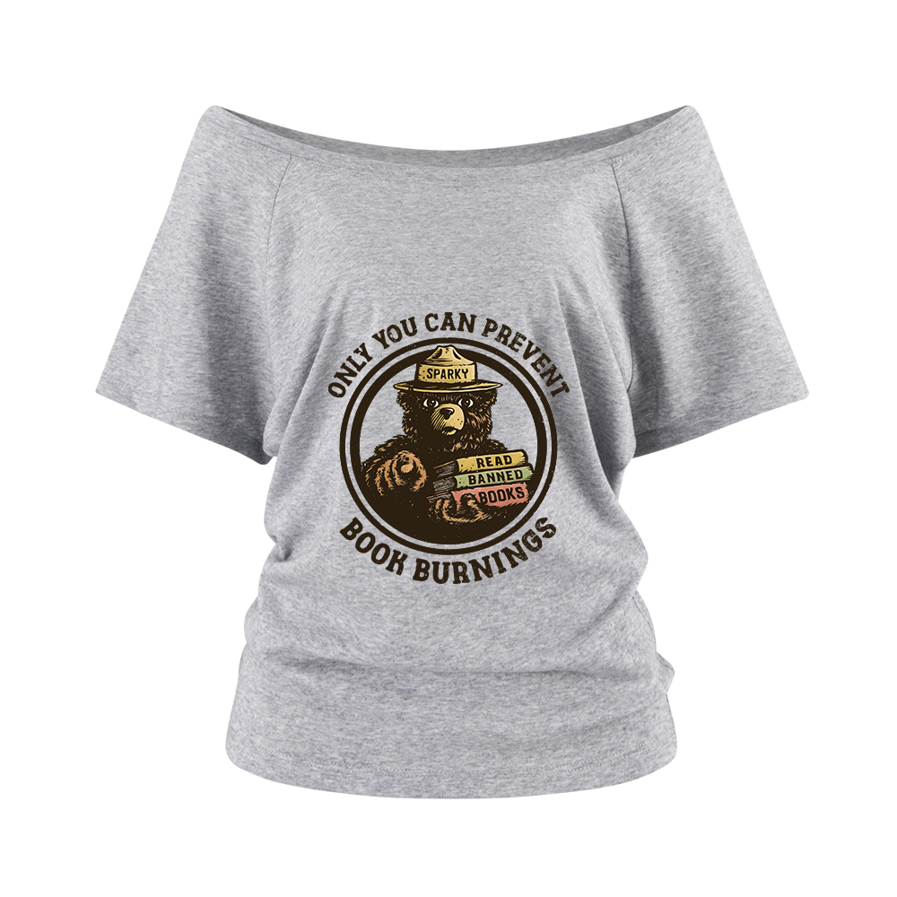 Pagewings Only You Can Prevent Book Burnings Off Shoulder Top