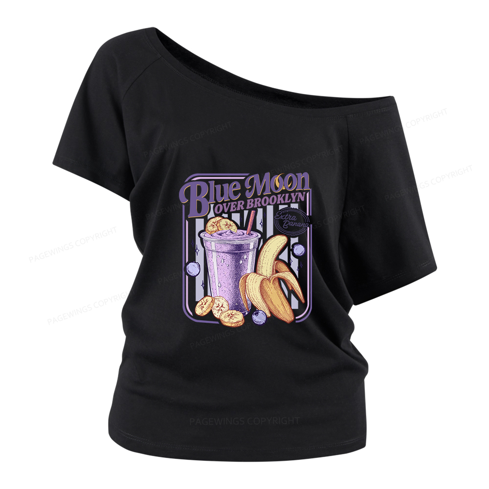 Pagewings Blue Moon Over Brooklyn Women Off Shoulder T-shirts