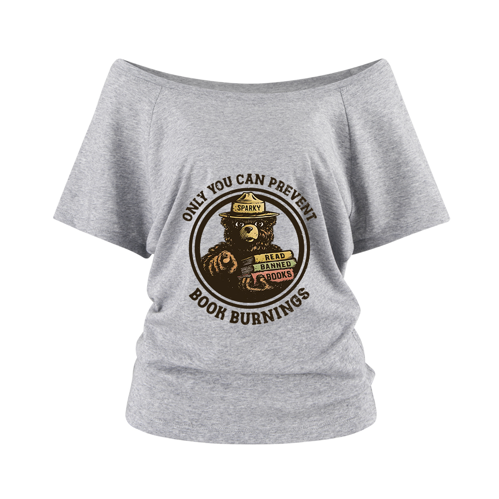 Pagewings Only You Can Prevent Book Burnings Off Shoulder Top