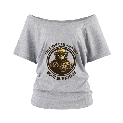 Pagewings Only You Can Prevent Book Burnings Off Shoulder Top