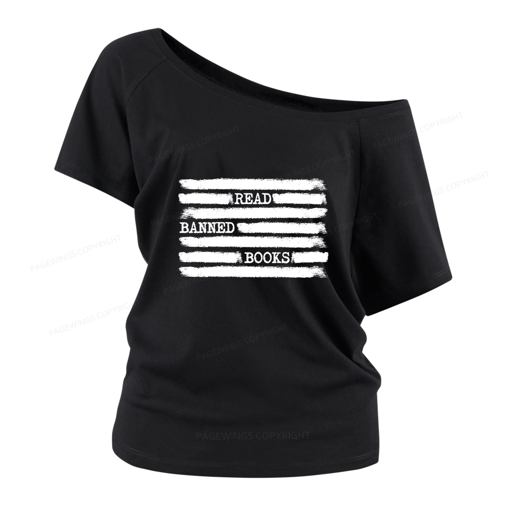 Pagewings Read Banned Books Bookworm Librarian Women Off Shoulder T-shirts