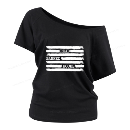 Pagewings Read Banned Books Bookworm Librarian Women Off Shoulder T-shirts