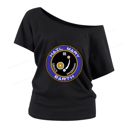Pagewings Mission Patch Women Off Shoulder T-shirts