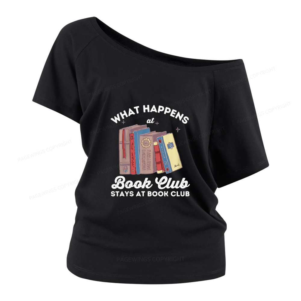 Pagewings Stays At Book Club Book Women Off Shoulder T-shirts