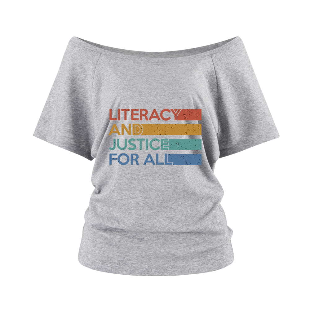 Pagewings Literacy and Justice For All Off Shoulder Top