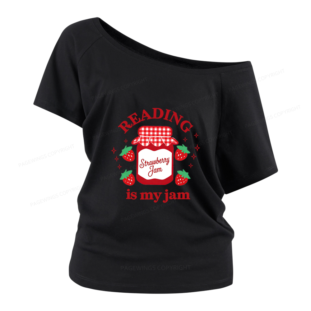 Pagewings Valentines Day Reading is My Jam Women Off Shoulder T-shirts