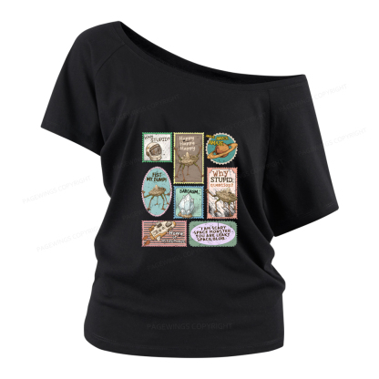 Pagewings Amaze Retro Sci-Fi Women Off Shoulder T-shirts