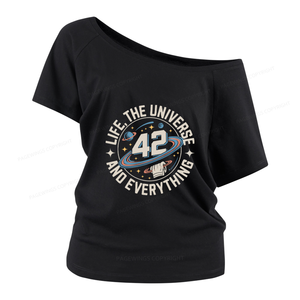 Pagewings Life The Universe And Everything Women Off Shoulder T-shirts