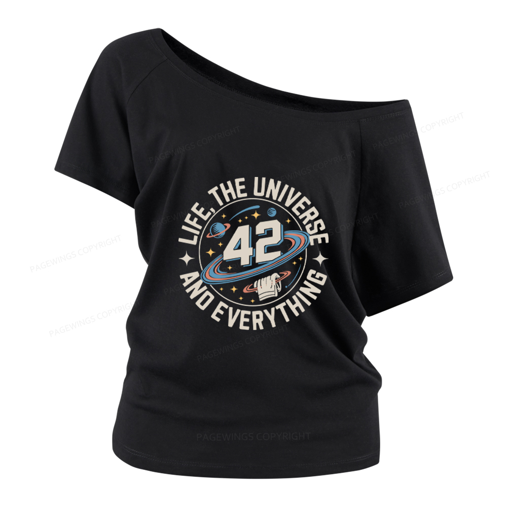Pagewings Life The Universe And Everything Women Off Shoulder T-shirts