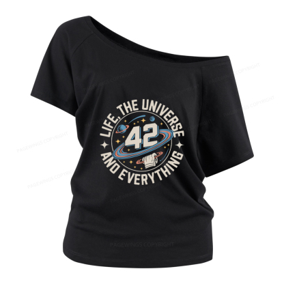 Pagewings Life The Universe And Everything Women Off Shoulder T-shirts