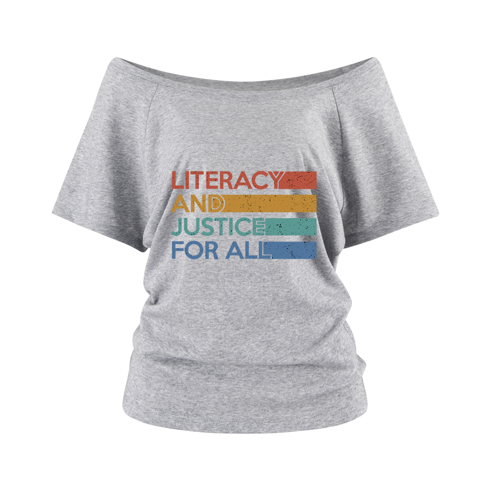 Pagewings Literacy and Justice For All Off Shoulder Top