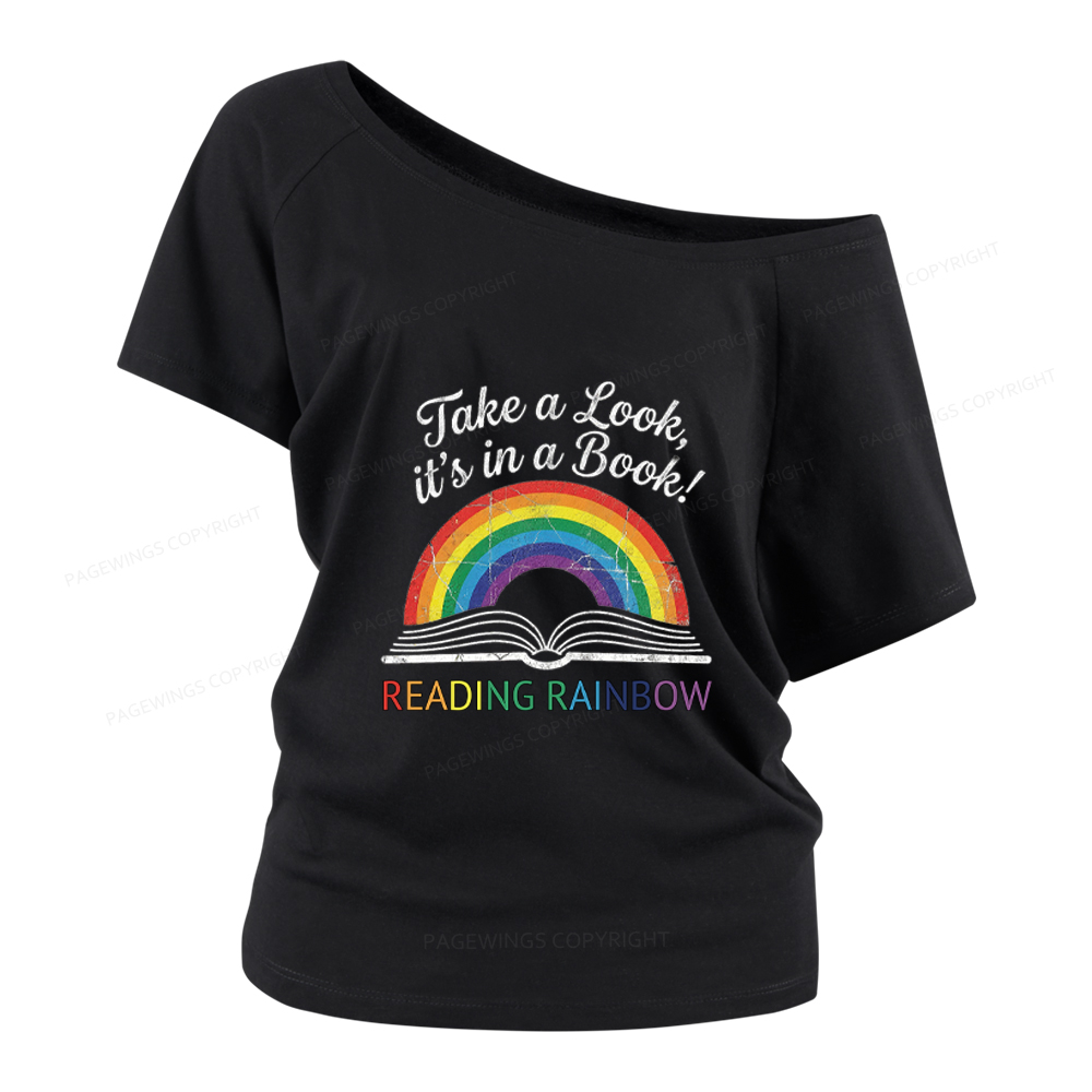 Pagewings Reading Rainbow Women Off Shoulder T-shirts