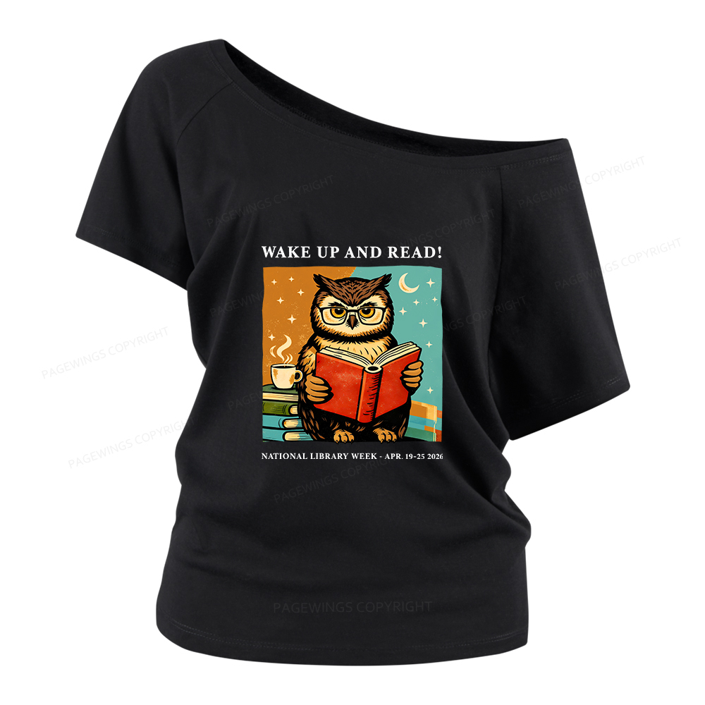 Pagewings Wake Up And Read Women Off Shoulder T-shirts