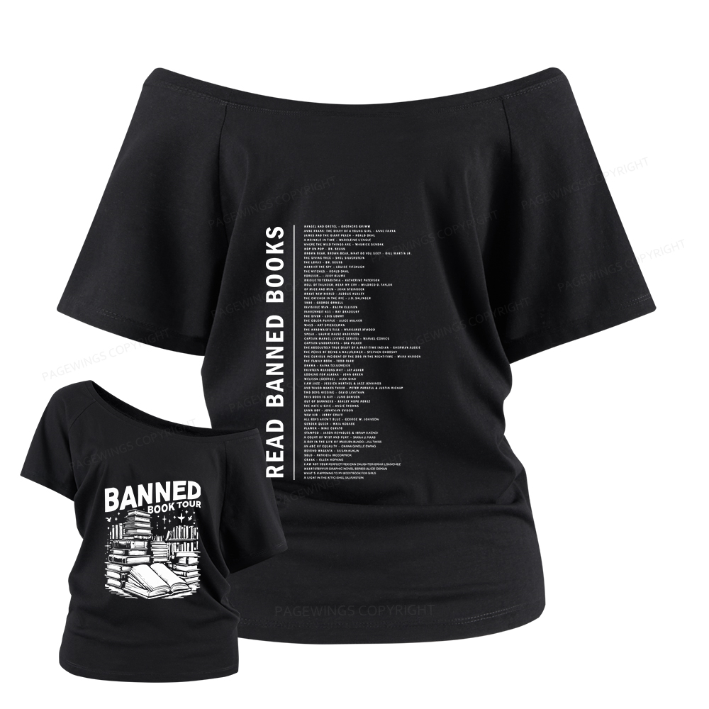 Pagewings Banned Book Women Off Shoulder T-shirts