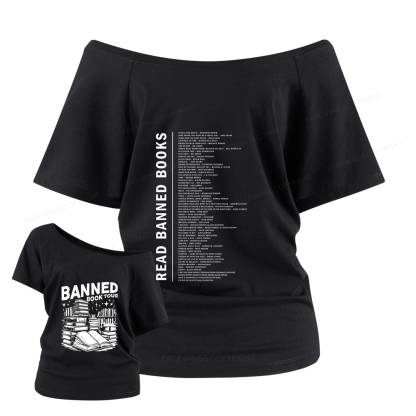 Pagewings Banned Book Women Off Shoulder T-shirts