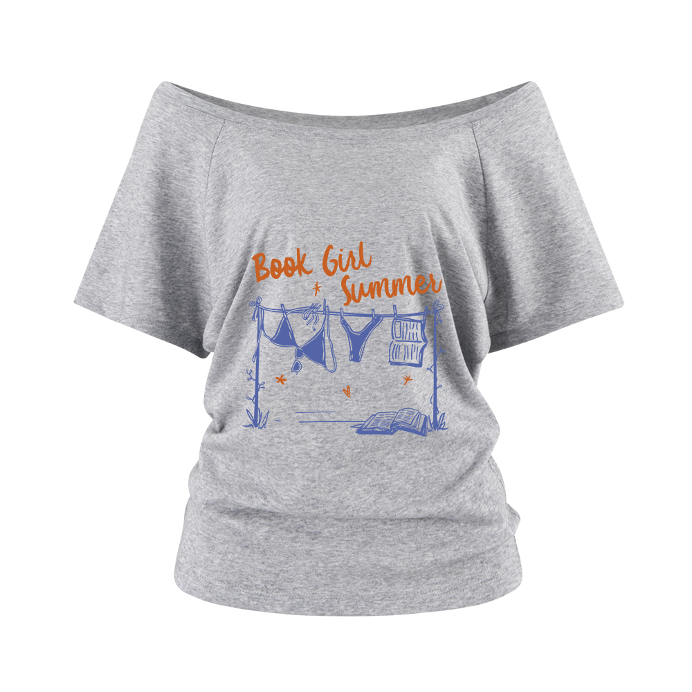 Pagewings Book Girl Summer Bookish Off Shoulder Top