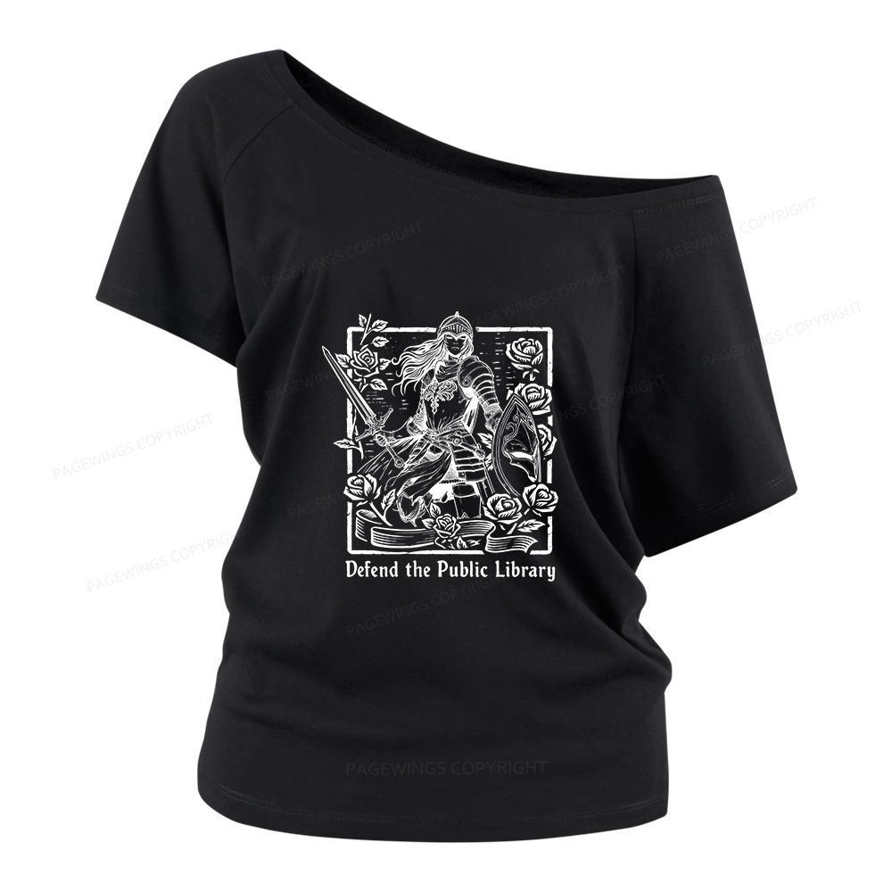 Pagewings Defend The Public Library Women Off Shoulder T-shirts