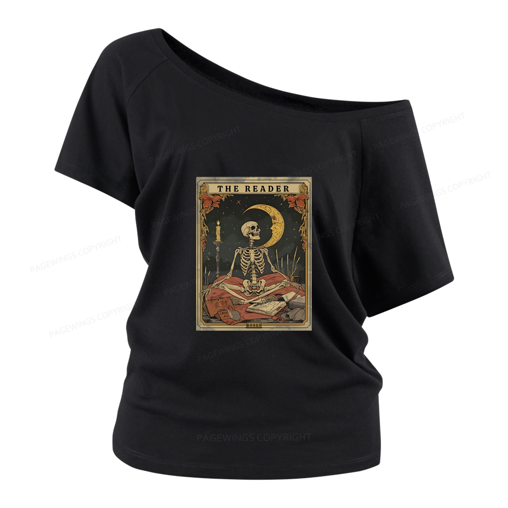 Pagewings The Reader Tarot Card Women Off Shoulder T-shirts