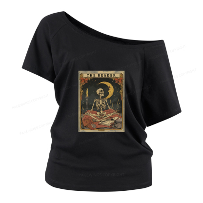 Pagewings The Reader Tarot Card Women Off Shoulder T-shirts